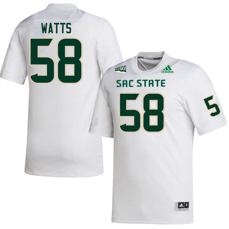 Sacramento State Hornets #58 DeSean Watts College Football Jerseys Stitched Sale-White